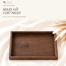 Khay gỗ chữ nhật 7COOKS đựng trà bánh, phục vụ bàn ăn và trang trí, miễn phí khắc tên lên khay 1