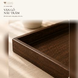 Khay gỗ chữ nhật 7COOKS đựng trà bánh, phục vụ bàn ăn và trang trí, miễn phí khắc tên lên khay 3