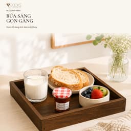 Khay gỗ vuông 7COOKS đựng trà bánh, gia vị và trang trí bàn ăn,decor phòng khách, miễn phí khắc tên 1