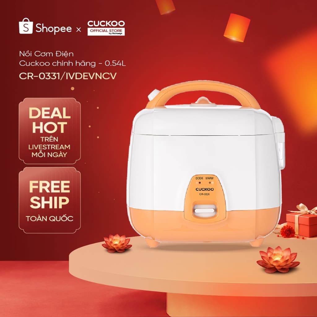 Nồi Cơm Điện Cuckoo CR-0331/IVDEVNCV – 0.54 Lít- lòng nồi chống dính- Sản xuất Hàn Quốc- Bản Quốc Tế