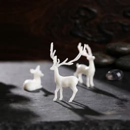 [Set 9]Tượng Gia Đình Hươu Mini Trắng Linh Vật Bình An, Biểu Tượng May Mắn Trang Trí Góc Thiền, Kệ Trưng Bày, Chậu Cây 8