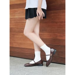 [Erosska]- Giày búp bê nữ ballet core mũi vuông, quai ngang phối khóa cao 1cm  - EL084 7