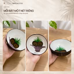 Bát dừa thủ công 7COOKS đựng salad trái cây, trang trí bàn ăn, an toàn cho sức khỏe 5