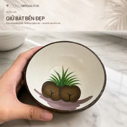 Bát dừa thủ công 7COOKS đựng salad trái cây, trang trí bàn ăn, an toàn cho sức khỏe 7