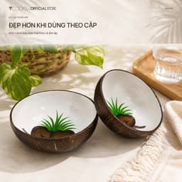 Bát dừa thủ công 7COOKS đựng salad trái cây, trang trí bàn ăn, an toàn cho sức khỏe 8