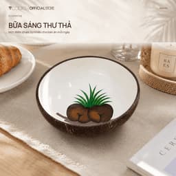Bát dừa thủ công 7COOKS đựng salad trái cây, trang trí bàn ăn, an toàn cho sức khỏe 2