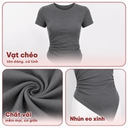[Có Bigsize 45-85kg] Áo Thun Nữ Vạt Xéo Form Ôm Body Áo Kiểu Lệch Tà Co Giãn LIMO MS003 2
