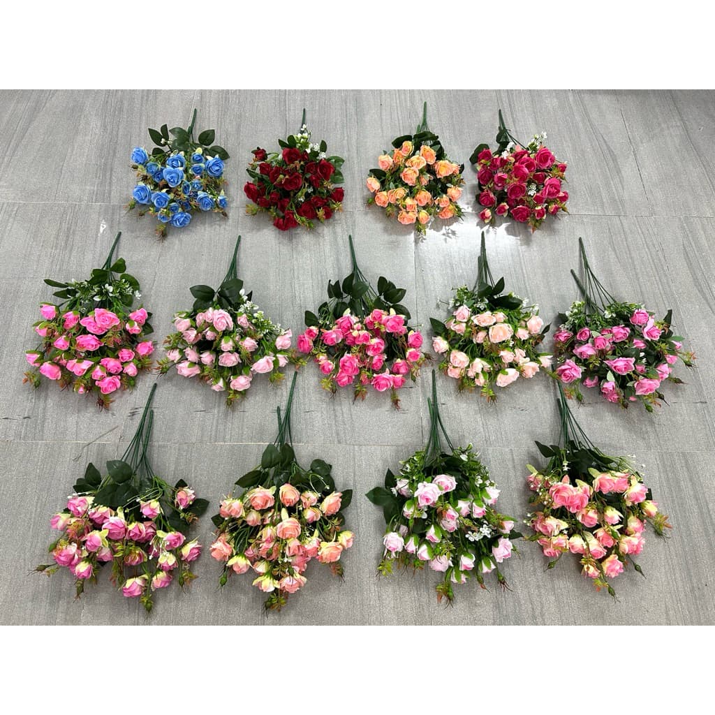 Combo 5 Cụm Hồng Tỉ Muội (hoa giả Hồng SOPHIA) Cành Hoa Hồng Sofia decor phòng khách, phòng làm việc cực xinh