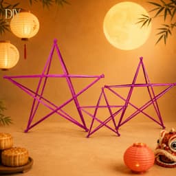Combo 10 khung đèn ông sao DIYDECORSG, khung nan tre nhuộm màu làm lồng đèn Trung thu 7