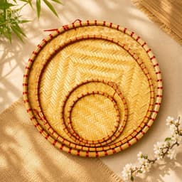 Mẹt tre DIYDECORSG đan thủ công trang trí decor, màu tự nhiên, đường kính 15cm/19cm/30cm/40cm 2