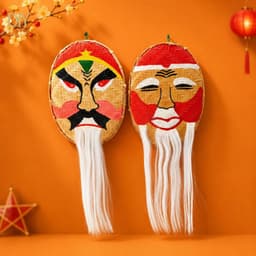 Mẹt mặt cười DIYDECORSG, mẹt tre vẽ họa tiết dân gian, treo tường cửa, trang trí Trung thu Tết 8