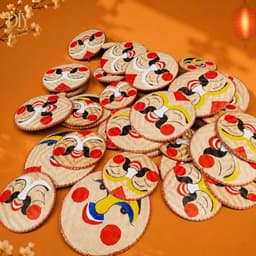 Mẹt mặt cười DIYDECORSG, mẹt tre vẽ họa tiết dân gian, treo tường cửa, trang trí Trung thu Tết 7