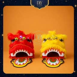 Đầu múa lân kim sa DIYDECORSG, mắt chớp đèn LED 7 màu, đầu lân Trung thu cho bé, trang trí Tết lễ hội 1