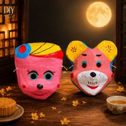 Mặt nạ giấy bồi DIYDECORSG, mặt nạ hình con vật ngộ nghĩnh, mặt nạ truyền thống cho bé 7