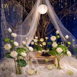 Cành sen lụa DIYDECORSG, trang trí tháp oản tài lộc, cắm bình decor Trung thu Tết sự kiện 9