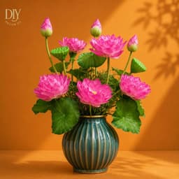 Cành sen lụa DIYDECORSG, trang trí tháp oản tài lộc, cắm bình decor Trung thu Tết sự kiện 3
