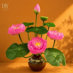 Cành sen lụa DIYDECORSG, trang trí tháp oản tài lộc, cắm bình decor Trung thu Tết sự kiện 2