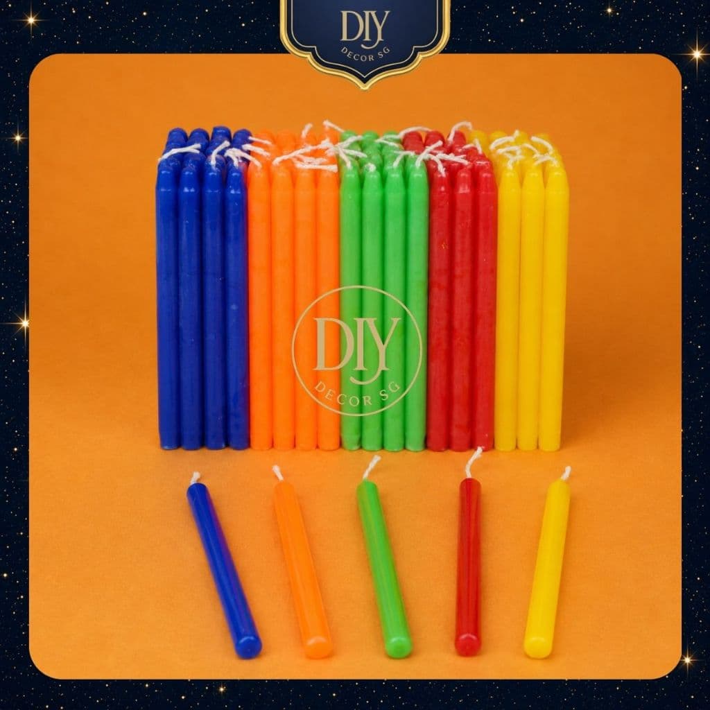 Đèn cầy DIYDECORSG nhiều màu, thắp lồng đèn Trung thu, gói 45 cây, dài 10cm