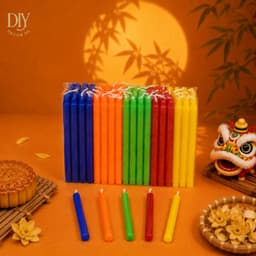 Đèn cầy DIYDECORSG nhiều màu, thắp lồng đèn Trung thu, gói 45 cây, dài 10cm 5