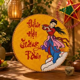 Mẹt tre Chị Hằng DIYDECORSG, mẹt vẽ tay chủ đề Trung thu, mẹt trang trí treo tường, decor Trung thu 6
