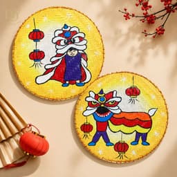 Mẹt tre Chị Hằng DIYDECORSG, mẹt vẽ tay chủ đề Trung thu, mẹt trang trí treo tường, decor Trung thu 9
