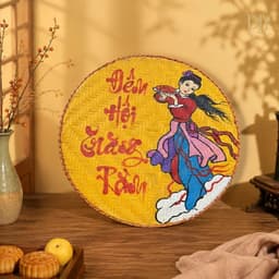 Mẹt tre Chị Hằng DIYDECORSG, mẹt vẽ tay chủ đề Trung thu, mẹt trang trí treo tường, decor Trung thu 2