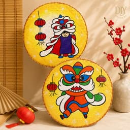Mẹt tre Chị Hằng DIYDECORSG, mẹt vẽ tay chủ đề Trung thu, mẹt trang trí treo tường, decor Trung thu 3