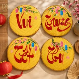 Mẹt tre Chị Hằng DIYDECORSG, mẹt vẽ tay chủ đề Trung thu, mẹt trang trí treo tường, decor Trung thu 7