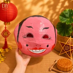Mặt nạ chú Tễu Ông Địa DIYDECORSG, mặt nạ giấy bồi thủ công, đồ chơi truyền thống trang trí 6