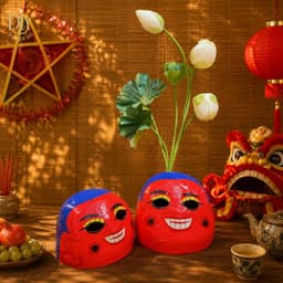 Mặt nạ chú Tễu Ông Địa DIYDECORSG, mặt nạ giấy bồi thủ công, đồ chơi truyền thống trang trí 3