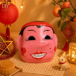 Mặt nạ chú Tễu Ông Địa DIYDECORSG, mặt nạ giấy bồi thủ công, đồ chơi truyền thống trang trí 8