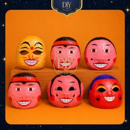 Mặt nạ chú Tễu Ông Địa DIYDECORSG, mặt nạ giấy bồi thủ công, đồ chơi truyền thống trang trí 1