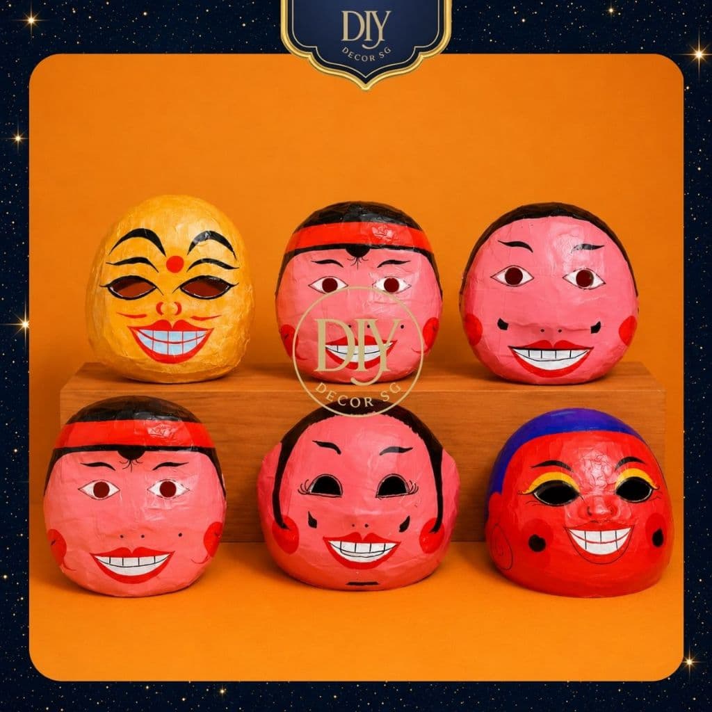 Mặt nạ chú Tễu Ông Địa DIYDECORSG, mặt nạ giấy bồi thủ công, đồ chơi truyền thống trang trí