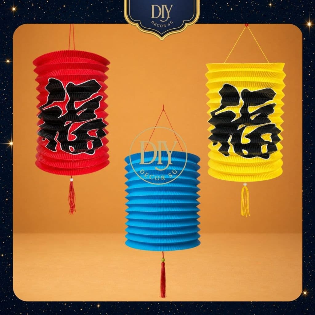 Combo 10 lồng đèn Trung thu DIYDECORSG, lồng đèn giấy xếp chữ Phúc, nhân vật hoạt hình, đường kính