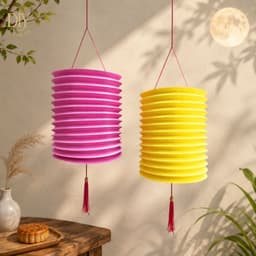 Combo 10 lồng đèn Trung thu DIYDECORSG, lồng đèn giấy xếp chữ Phúc, nhân vật hoạt hình, đường kính 5