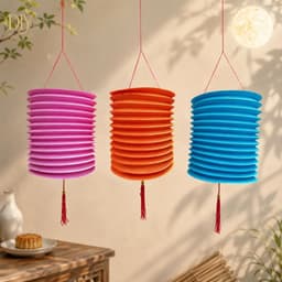 Combo 10 lồng đèn Trung thu DIYDECORSG, lồng đèn giấy xếp chữ Phúc, nhân vật hoạt hình, đường kính 2