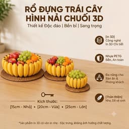 Rổ Đựng Trái Cây Hình Nải Chuối In 3D Nhựa PETG - Khay Đựng Hoa Quả Trang Trí Độc Đáo (15/20/25cm) 1