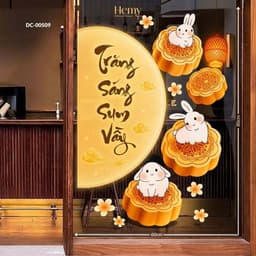 Decal Dán Kính Trung Thu Đoàn Viên, Trang Trí Nhà, Quán Cafe, Văn Phòng, Lớp Học, Bền Đẹp, PVC Chống Nước - HeMy Decor 8