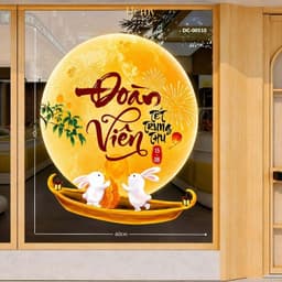 Decal Dán Kính Trung Thu Đoàn Viên, Trang Trí Nhà, Quán Cafe, Văn Phòng, Lớp Học, Bền Đẹp, PVC Chống Nước - HeMy Decor 4