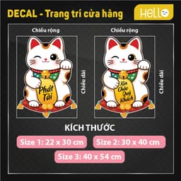 Mèo Thần tài - XIN CHÀO QUÝ KHÁCH _decal chống nước dán cửa kính đón khách 5