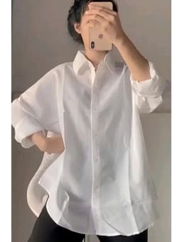 Áo Sơ Mi Nữ Trắng Đi Học Đi chơi Tay Dài Form rộng Bacsic cổ bẻ Kiểu áo sơ mi Trắng nữ dài tay Học Sinh Đi học Đẹp 6