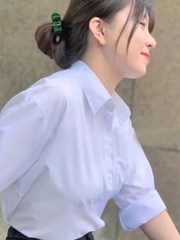 Áo Sơ Mi Nữ Trắng Đi Học Đi chơi Tay Dài Form rộng Bacsic cổ bẻ Kiểu áo sơ mi Trắng nữ dài tay Học Sinh Đi học Đẹp 8