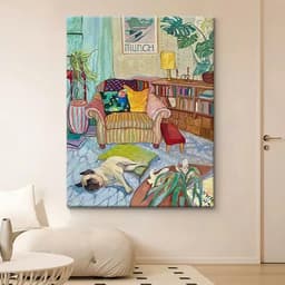 Tranh canvas động vật hoạt hình , treo phòng khách, phòng ngủ, xưởng Printek sản xuất trực tiếp, tặng kèm đinh treo 5