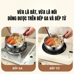 Nồi Mini Inox Cán Gỗ 14cm,Chống Bỏng ,Tay Cầm Chắc Chắn,Nấu Mì,Đun Sữa,Dùng Được Bếp Gas & Bếp Từ 6