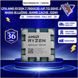 [Full Vat ] Bộ vi xử lý AMD Ryzen 7 7800X3D 4.2 GHz up to 5.0GHz, 104MB Cache, Socket AM5 1