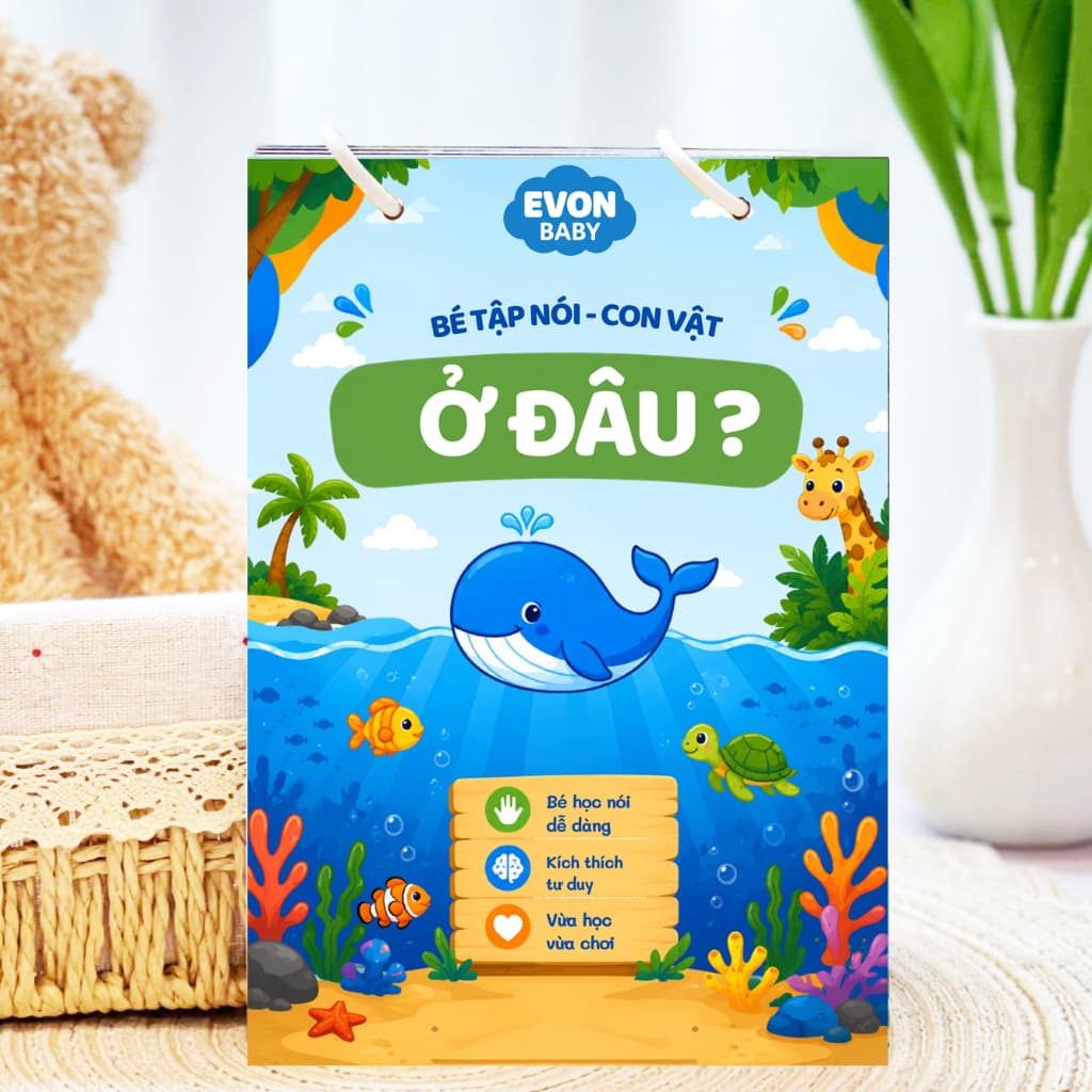 Thẻ Flash EVON BABY dạy bé tập nói - Con vật ở đâu