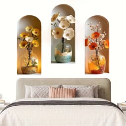 decal dán tường 3 vòm khung lọ hoa sẵn keo kt mỗi ô 3060cm . tổng thể 6090cm decor nhà cửa đẹp 2