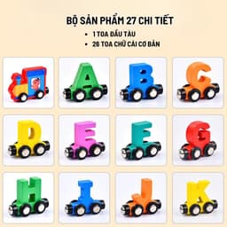 Đồ Chơi Đoàn Tàu 27 Toa Chữ Cái Bằng Gỗ Hút Nam Châm Hgaykidhn Đồ Chơi Thông Minh Giáo Dục Sớm Cho Bé 4