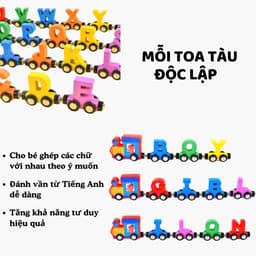 Đồ Chơi Đoàn Tàu 27 Toa Chữ Cái Bằng Gỗ Hút Nam Châm Hgaykidhn Đồ Chơi Thông Minh Giáo Dục Sớm Cho Bé 8