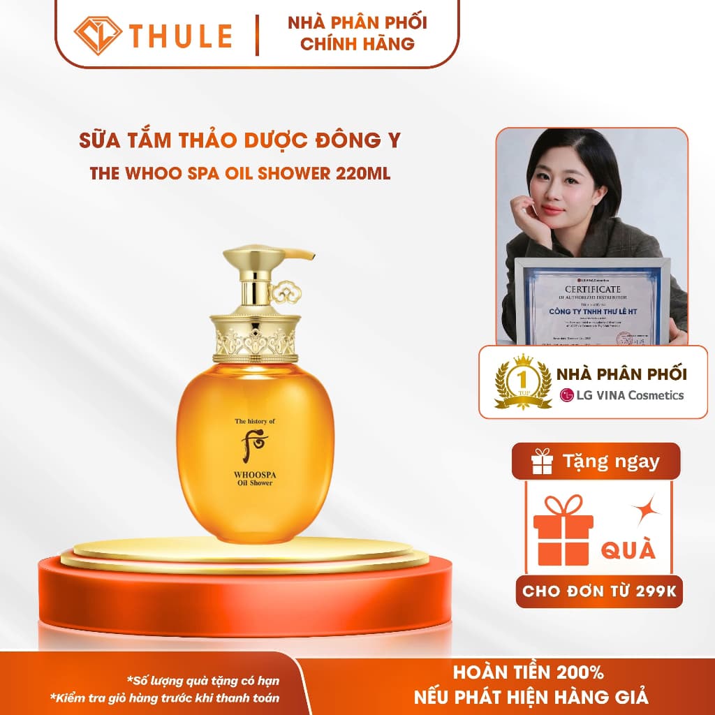 Sữa Tắm Thảo Dược Đông Y Cao Cấp The Whoo Spa Oil Shower Dưỡng Ẩm Bóng Khỏe Da Chai 220ml